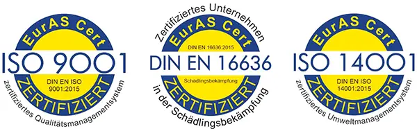 Zertifizierungen ISO 9001 · DIN EN 16636 · ISO 14001